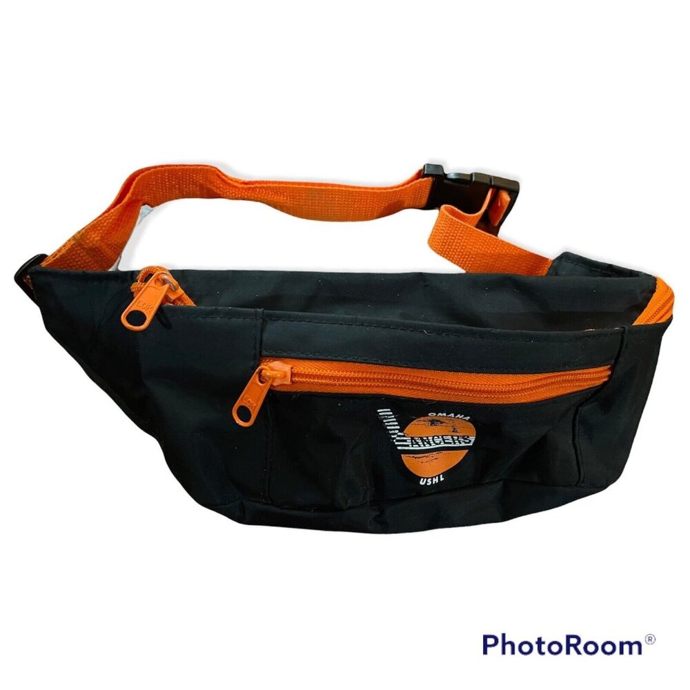 Vintage Omaha Lancers Hockey Fanny Pack 2 Zippered Pockets 34" Belt Bag Hip Pack - Picture 1 of 4